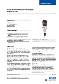 Thumbnail of document Data Sheet - LSD-30 Level Switch